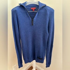 Burberry Men's Royal Blue Wool Quarter Zip Slim Fit Sweater Size XL